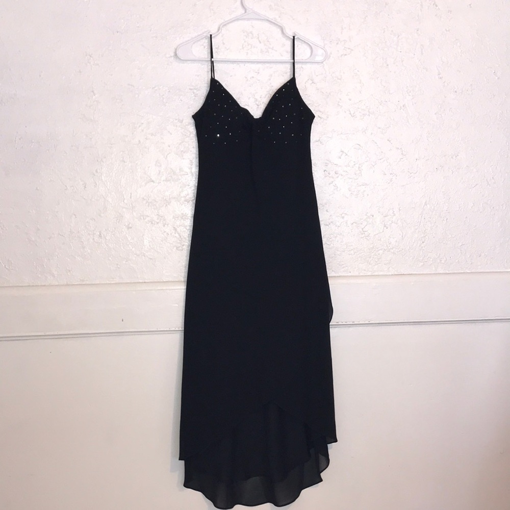 CDC black gems high low asymmetrical women dress